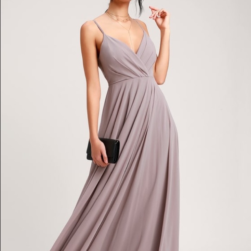 Lulu’s “All About Love” Taupe Maxi Dress